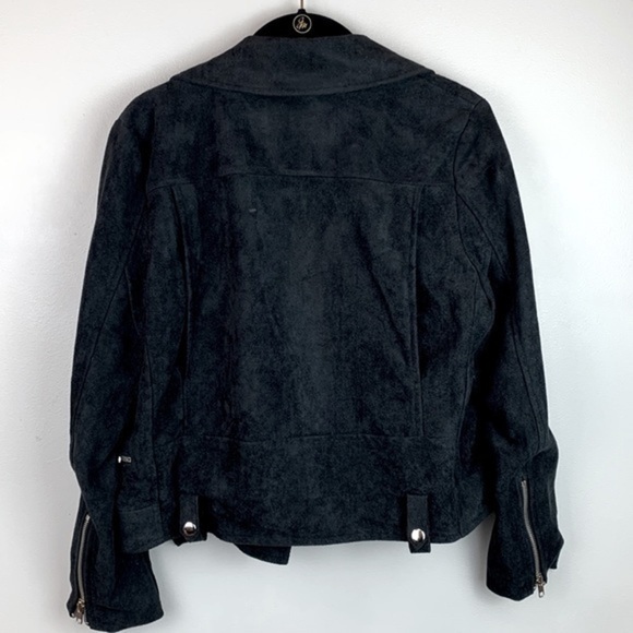 Olivaceous Black Faux Suede Moto Jacket - Picture 7 of 7